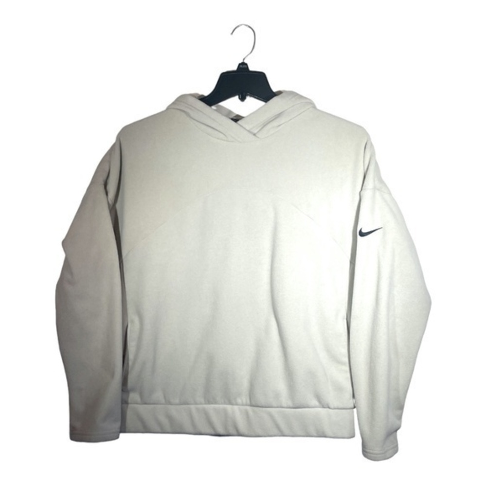 Nike Womens Fleece Therma Dri-Fit Pullover Hoodie Cream Fuzzy Size Large